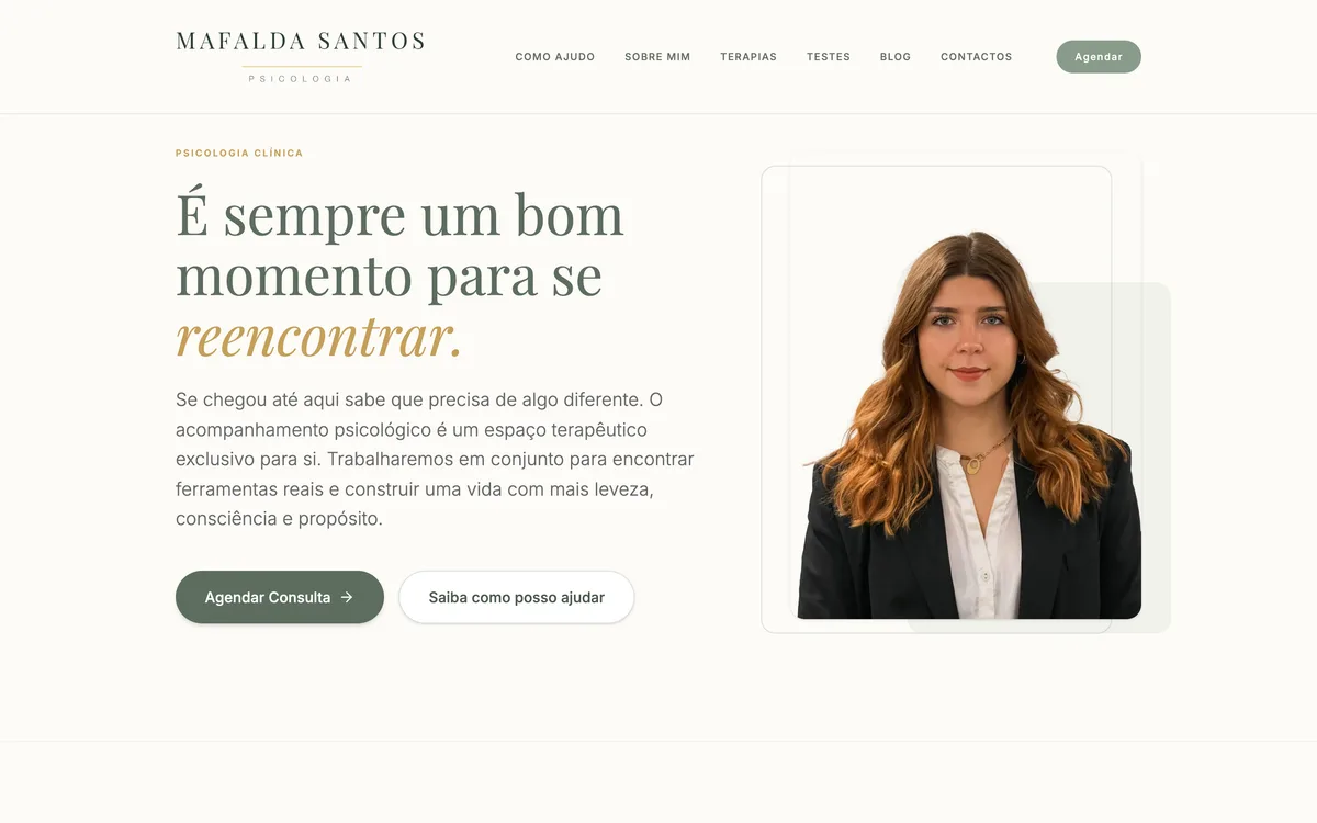 Página inicial do site de Mafalda Santos, psicologia clínica em Ermesinde e Gandra